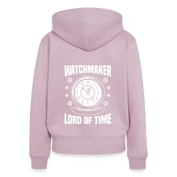 Horloger Seigneur du Temps - Sweat à capuche zippé Premium bio Femme - rose poudré - Dos - Julia (174cm)