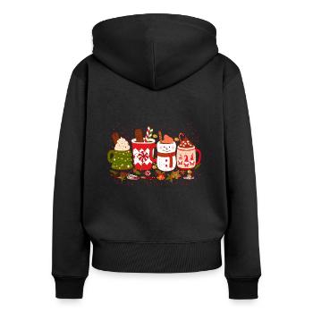 Weihnachtskaffee, Weihnachtsfeier, Weihnachtsstimmung - Frauen Premium Bio Zip Hoodie - Schwarz - Hinten - Julia (174cm)
