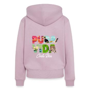 Pura Vida Costa Rica Amérique latine Costa Rica - Sweat à capuche zippé Premium bio Femme - rose poudré - Dos - Julia (174cm)