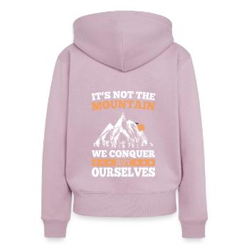 Mount Conquer Ourselves Hike Mountaineering - Women's Premium Organic Zip Hoodie - dusky pink - Back - Julia (174cm)