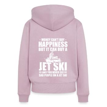 L’argent du jet ski n’achète pas déjà de la gaieté Jet Ski - Sweat à capuche zippé Premium bio Femme - rose poudré - Dos - Julia (174cm)