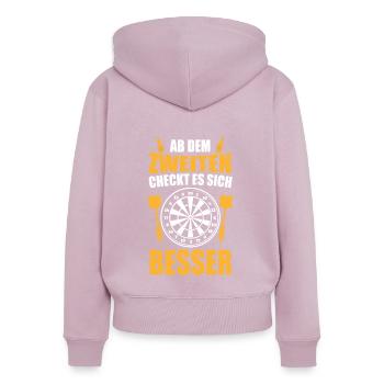 Dart Dartspielen Bier Trinken Zweiten Checkt Besse - Frauen Premium Bio Zip Hoodie - Altrosa - Hinten - Julia (174cm)