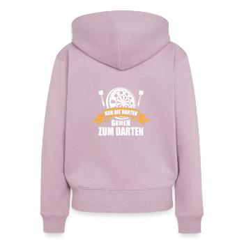 Dartspieler Harten Gehen Zum Darten - Frauen Premium Bio Zip Hoodie - Altrosa - Hinten - Julia (174cm)