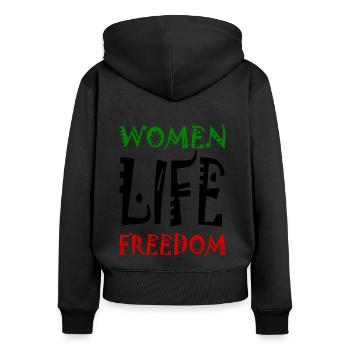 Women life freedom - Frauen Premium Bio Zip Hoodie - Schwarz - Hinten - Julia (174cm)