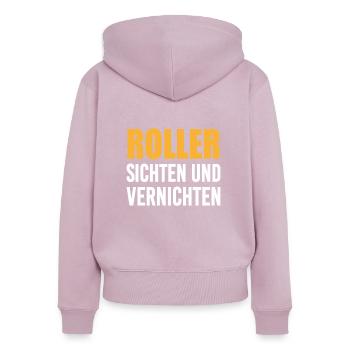 Roller Sichten Und Vernichten Roller & Mofa Spruch - Frauen Premium Bio Zip Hoodie - Altrosa - Hinten - Julia (174cm)