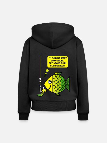 Angeln und humor - Frauen Premium Bio Zip Hoodie - Schwarz