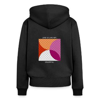 Liebe ist wie Kunst - bunt - LGBTQ Lesbian Pride - Frauen Premium Bio Zip Hoodie - Schwarz - Hinten - Julia (174cm)