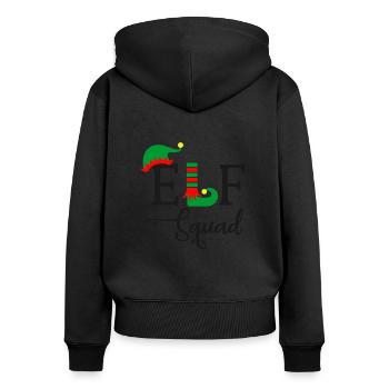 Drôle elfe Troupe Noël Design - Sweat à capuche zippé Premium bio Femme - noir - Dos - Julia (174cm)