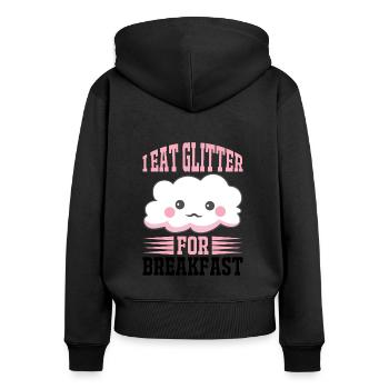 I eat glitter for breakfast Unicorn - Women's Premium Organic Zip Hoodie - black - Back - Julia (174cm)