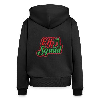 Troupe elfique Noël moche - Sweat à capuche zippé Premium bio Femme - noir - Dos - Julia (174cm)