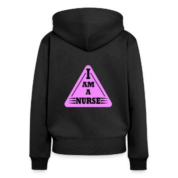 Ich bin eine Krankenschwester - Frauen Premium Bio Zip Hoodie - Schwarz - Hinten - Julia (174cm)