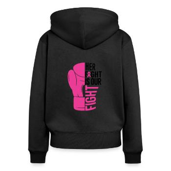 Votre combat est notre combat - Sweat à capuche zippé Premium bio Femme - noir - Dos - Julia (174cm)
