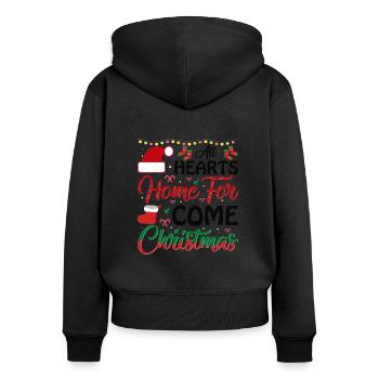 ALLE HERZEN KOMMEN ZU WEIHNACHTEN NACH HAUSE - Frauen Premium Bio Zip Hoodie - Schwarz - Hinten - Julia (174cm)