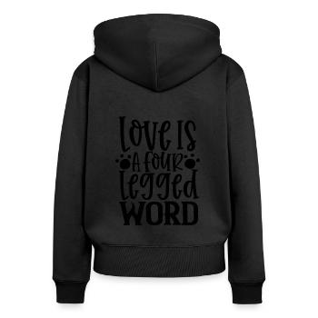 L’amour est un mot à quatre pattes - Sweat à capuche zippé Premium bio Femme - noir - Dos - Julia (174cm)