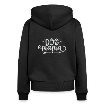Hunde Mama - Frauen Premium Bio Zip Hoodie - Schwarz - Hinten - Julia (174cm)