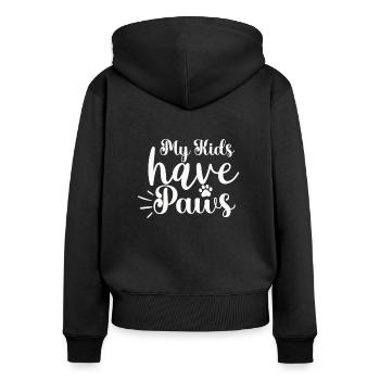 My children have paws - Women's Premium Organic Zip Hoodie - black - Back - Julia (174cm)