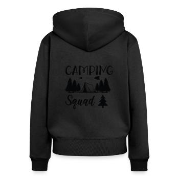 Camping Kader Wandershirt - Frauen Premium Bio Zip Hoodie - Schwarz - Hinten - Julia (174cm)