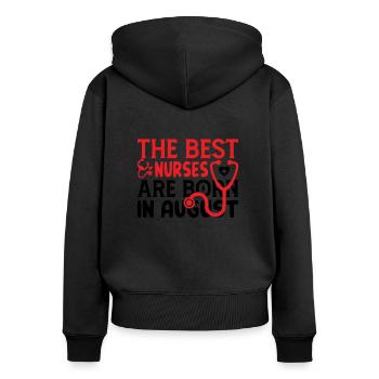 Krankenschwester im August geboren - Frauen Premium Bio Zip Hoodie - Schwarz - Hinten - Julia (174cm)