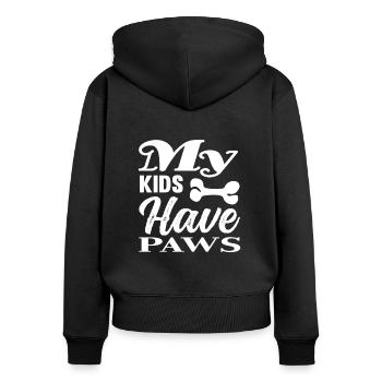 My children have paws - Women's Premium Organic Zip Hoodie - black - Back - Julia (174cm)
