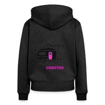 Camping Therapy Nature Outdoor Mountains - Women's Premium Organic Zip Hoodie - black - Back - Julia (174cm)