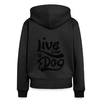 Leben Liebe Hunde - Frauen Premium Bio Zip Hoodie - Schwarz - Hinten - Julia (174cm)