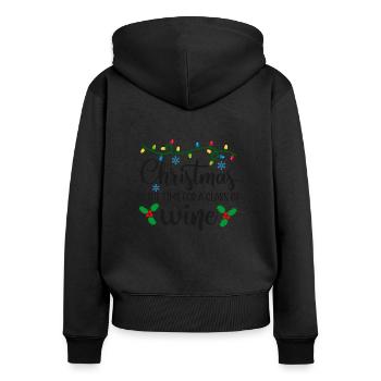Noël est le moment d’un verre de vin - Sweat à capuche zippé Premium bio Femme - noir - Dos - Julia (174cm)