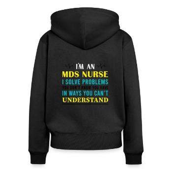 MDS Nurse - Women's Premium Organic Zip Hoodie - black - Back - Julia (174cm)