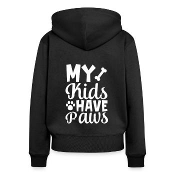 My children have paws - Women's Premium Organic Zip Hoodie - black - Back - Julia (174cm)