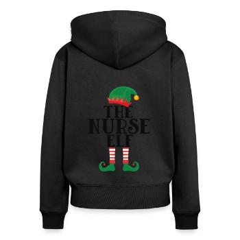 Ich bin die Krankenschwester-Elfe Weihnachtszeit - Frauen Premium Bio Zip Hoodie - Schwarz - Hinten - Julia (174cm)
