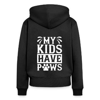 My children have paws - Women's Premium Organic Zip Hoodie - black - Back - Julia (174cm)