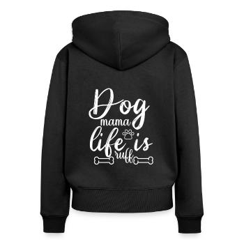 Maman de chien La vie est hirsute - Sweat à capuche zippé Premium bio Femme - noir - Dos - Julia (174cm)