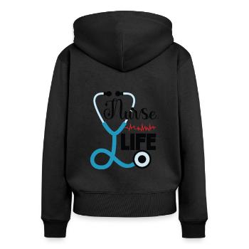 Nurse Life - Women's Premium Organic Zip Hoodie - black - Back - Julia (174cm)
