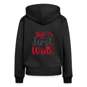 Mais d’abord le vin - Sweat à capuche zippé Premium bio Femme - noir - Dos - Julia (174cm)