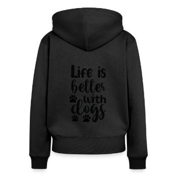 La vie est meilleure avec les chiens - Sweat à capuche zippé Premium bio Femme - noir - Dos - Julia (174cm)