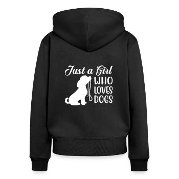 JUST A GIRL WHO LOVES DOGS - Women's Premium Organic Zip Hoodie - black - Back - Julia (174cm)