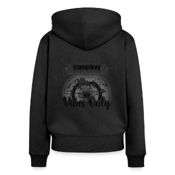 Camping Camper Natur lustiger Spruch - Frauen Premium Bio Zip Hoodie - Schwarz - Hinten - Julia (174cm)