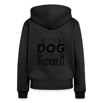 Mon chien est ma sonnette - Sweat à capuche zippé Premium bio Femme - noir - Dos - Julia (174cm)