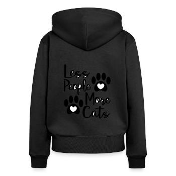 Weniger Menschen mehr Hunde - Frauen Premium Bio Zip Hoodie - Schwarz - Hinten - Julia (174cm)