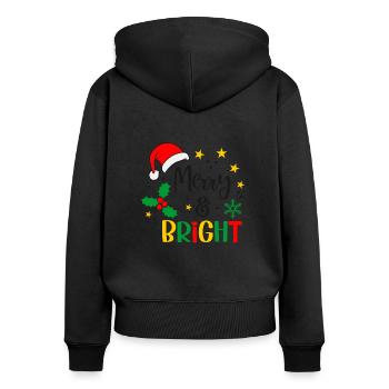 Noël laid Dictons joyeux et lumineux - Sweat à capuche zippé Premium bio Femme - noir - Dos - Julia (174cm)
