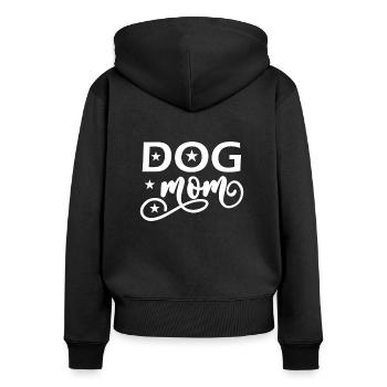 Hundemama - Frauen Premium Bio Zip Hoodie - Schwarz - Hinten - Julia (174cm)