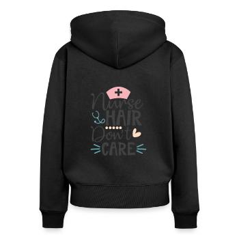 Nurse hair don't care - Women's Premium Organic Zip Hoodie - black - Back - Julia (174cm)