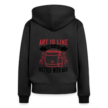 Kunst ist wie Wein - Frauen Premium Bio Zip Hoodie - Schwarz - Hinten - Julia (174cm)