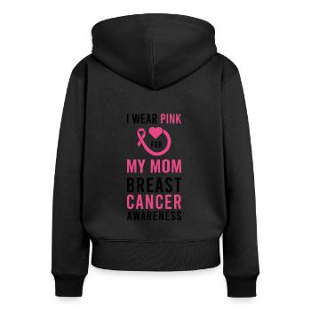 Ich trage Rosa für meine Mutter - Frauen Premium Bio Zip Hoodie - Schwarz - Hinten - Julia (174cm)