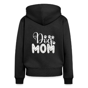 Hundemama - Frauen Premium Bio Zip Hoodie - Schwarz - Hinten - Julia (174cm)