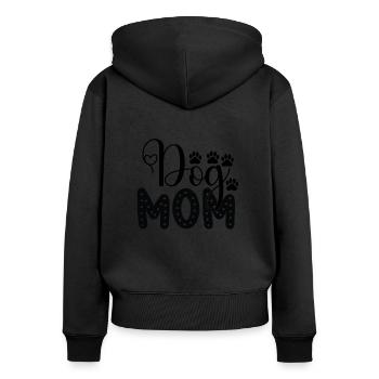 Hundemama - Frauen Premium Bio Zip Hoodie - Schwarz - Hinten - Julia (174cm)