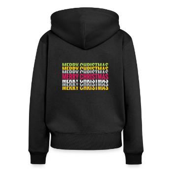 Fröhliche Weihnachten Norweger Muster - Frauen Premium Bio Zip Hoodie - Schwarz - Hinten - Julia (174cm)