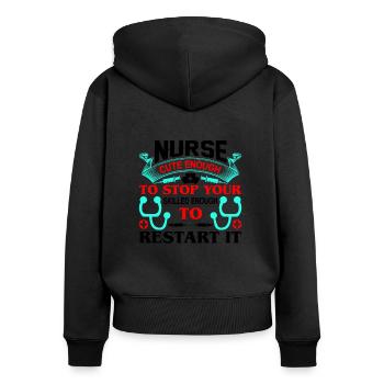 Krankenschwester - Frauen Premium Bio Zip Hoodie - Schwarz - Hinten - Julia (174cm)