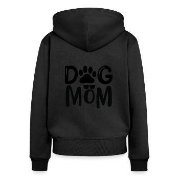 Hundemama - Frauen Premium Bio Zip Hoodie - Schwarz - Hinten - Julia (174cm)
