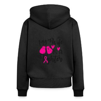 Ma femme est une battante - Sweat à capuche zippé Premium bio Femme - noir - Dos - Julia (174cm)