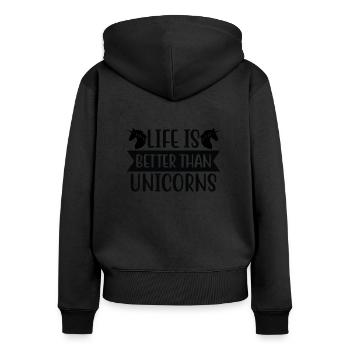 Life is better with unicorn unicorns - Women's Premium Organic Zip Hoodie - black - Back - Julia (174cm)